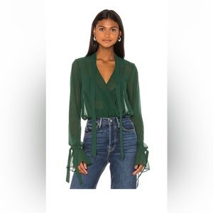 House of Harlow 1960 Green Sheer Blouse